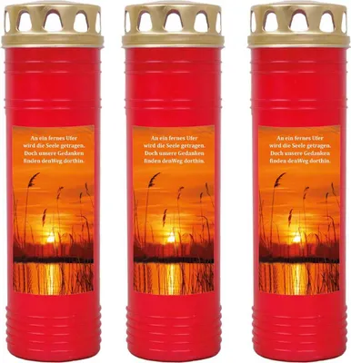 Productafbeelding van Grabkaarsenset, 3 stuks, brandduur: 170 uur (per kaars), motief: oeverlandschap