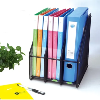 Productafbeelding van Brievenhouder / Documentenhouder met 3 vakken- Tijdschriftencassette metaal - tijdschriftenhouder - Mesh bureau organizer - sorteerbak -