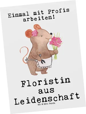 Produktbild von Mr. & Mrs. Panda Postkarte Floristin Leidenschaft - Weiß - Geschenk, Blumenlanden, Lustig, Spruch, bildkarte, Grußkarte, Ausbildung, Ansichtskarten, Fotokarte, Postkarten