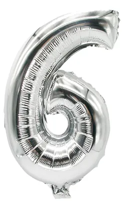 Zdjęcie produktu dla Papstar Folienluftballon Zahlenluftballon 6 silber metallic 35cm