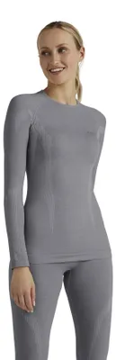 Image de T-shirt de sous-vêtement pour femmes FALKE, modèle Wool-Tech, col rond, manches longues, en laine et matière fonctionnelle