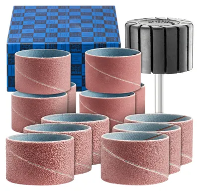 Image de Set de manchons abrasifs cheval 13 pces corindon Ø 45x30mm A40,60,80,150 avec support Ø de tige 6 mm