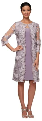 Produktbild von Alex Damen Midi U-Ausschnitt, Etuikleid mit Jacke (zierlich und normal) Kleid fü