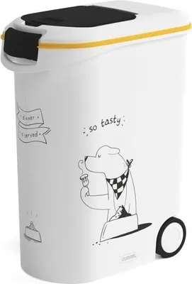 Produktbild von Futterbehälter für Hunde, 54L 20kg, Rollen, Mit Messbecher, Elastomer Dichtung, Weiß, 49,3 x 27,8 x 60,5 cm