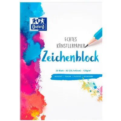 Produktbild von Oxford Zeichenblock DIN A3 blanko 120 g/qm 20 Blatt