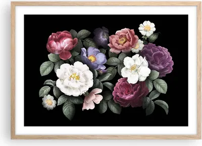 Produktbild von Gerahmtes Poster - Rahmen in heller Eiche - Blumen Blumenstrauß Komposition - 70x50 cm - Wand Bild - Wanddeko - Wandbilder - Kunstposter - Wandposter - Bilderrahmen - Bilder - P2NAA70x50-5032