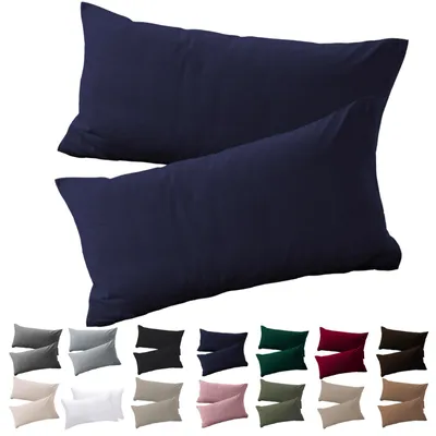 Productafbeelding van Kussensloop, set van 2, 40 x 80 cm – Kussensloop, blauw, 100% microvezel, kreukvrij en strijkvrij, met rits