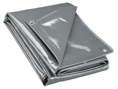 Abdeckplane 4x5 m grau, wasserdicht, 650 g/m², mit Ösen, UV-beständig