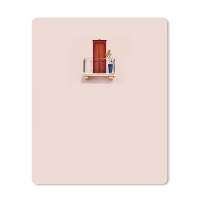 Produktbild von MuchoWow® Mauspad Mousepad Tür - Rot - Pastell - Architektur 19x23 cm - Mousepads - Maus Mat - Pad - Mausunterlage - Mauspads - Spielen