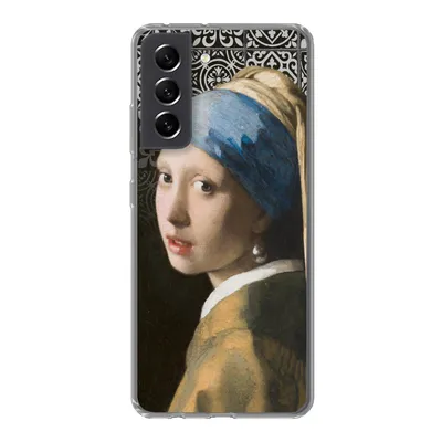 Produktbild von MuchoWow® Handyhülle Schutzhülle Hülle für Samsung Galaxy S21 FE Mädchen mit Perlenohrring - Vermeer - Kacheln Silikon Softcase Handy Hülle - Mobiltelefonhülle