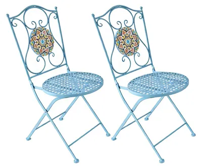 Produktbild von Gartenstuhl 2er-Set Metall Türkis Tunis