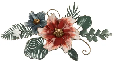 Produktbild von Wanddeko Blumen mit Blättern L. 78cm aus Metall handbemalt Formano