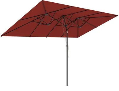 Produktbild von Doppel-Regenschirm Rechteck 295x150 cm - breiter Sonnenschirm - Weinrot