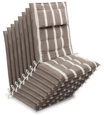 Produktbild von Beautissu 8er Set Sun-HL Hochlehner Auflage 120x50x8cm Beige-Weiß-Gestreift