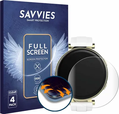Produktbild von 4x Savvies Fullscreen Schutzfolie für Hama Smartwatch 7000 Displayschutz Folie Fullcover Klar Transparent