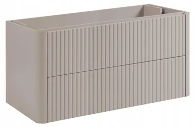 Produktbild von Rodan Waschbeckenunterschrank 100cm - Hängend - Geriffelt Beige - Push-to-Open - ohne Platte - LINEA