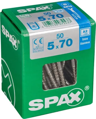 Obrázok produktu pre SPAX 4197000500707, Skrutka, Nerezová oceľ, Drevo, plochá hlava, Torx, Nerezová oceľ