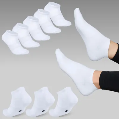 Produktbild von Sneakersocken ohne Naht Uni Kurzsocken Baumwolle Herren Damen Knöchelsocken Weiß 5 Paar 35 - 38