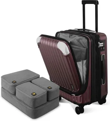 Produktbild von Leichtes 20 Zoll Handgepäck-Koffer - Erweiterbares Hartschalen-Rollkoffer mit 4 Rollen und TSA-zugelassenem Schloss
