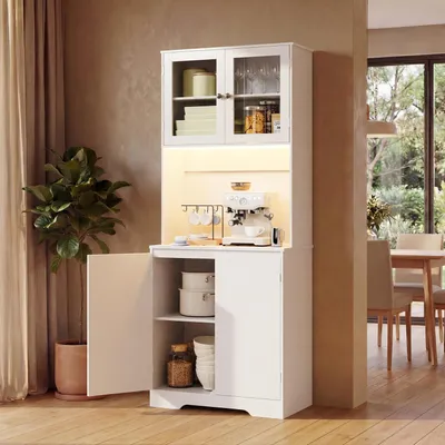 Produktbild von BEALIFE Küchenhochschrank AP122 70x40x180 cm | Für Küche & Esszimmer | Schwarz/Weiß