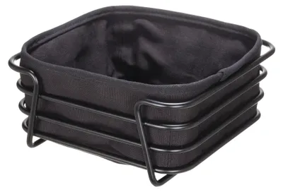 Produktbild von SCHÖNER WOHNEN-Kollektion Brotkorb Mod. KENDRA modern schwarz Eisen Baumwolle herausnehmbarer Stoffeinsatz für Küche 21x9x21 cm stabiler Metallrahmen elegantes Design