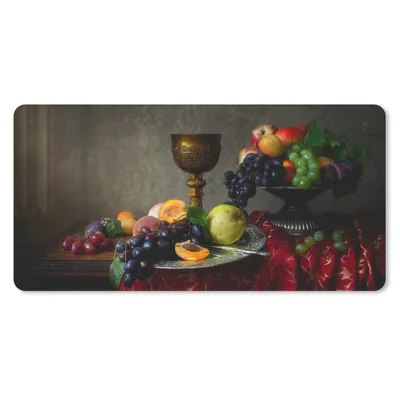 Produktbild von MuchoWow® Schreibtischunterlage Rustikal - Tisch - Obst - Stilleben - Tasse 80x40 cm - XXL Mauspad - Gaming Mauspad