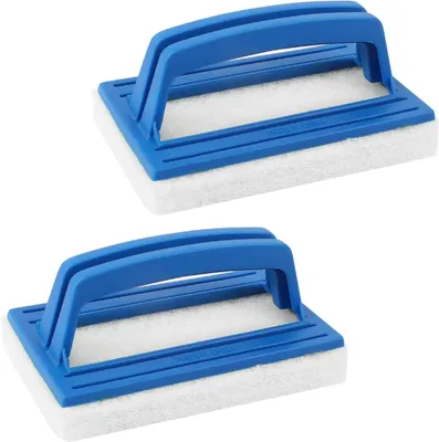 Produktbild von Set mit 2 Wandbürsten für Schwimmbäder und Whirlpools, weiche Schwämme mit Griff (weiß)