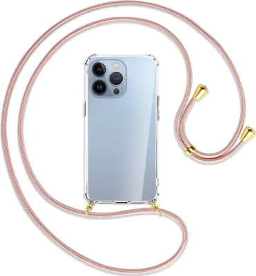 Produktbild von Handykette Backcover-Schutzhülle mit Band (Metall goldfarben) für Apple iPhone 13 Pro - roségold
