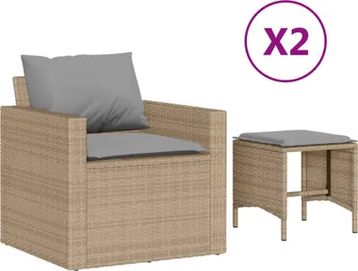 Obrázek produktu pro vidaXL 4dílná zahradní sedací souprava s polštáři Béžový polyratanový ratan
