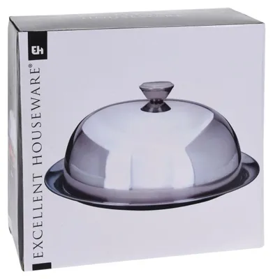 Servierteller mit Glocke, Edelstahl, 30,5 x 30,5 x 15 cm, rund