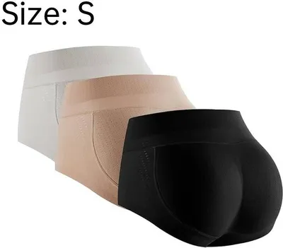 Produktbild von 3 STÜCKE Damen Figurformende Miederhose, Miederhose Gepolsterte Hüfte Enhancer Nahtlose Formgebung, Miederhose mit hoher Taille, Schwarz+beige+weiß, S