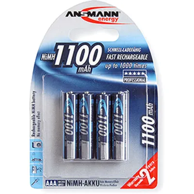 Produktbild von Ansmann 1,2 V rechargeable battery NiMH / Professional, 1100 mAh, Nickel–Metal Hydride (NiMH), 1.2 V, AAA