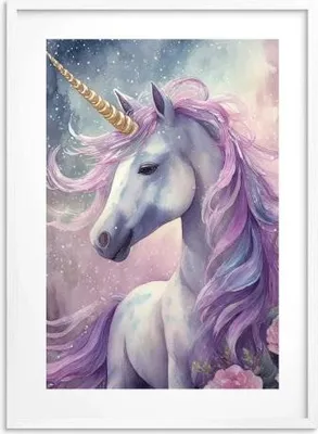 Immagine prodotto di Immagine poster decorazione in cornice bianca cavallo per camera ragazze 50x70