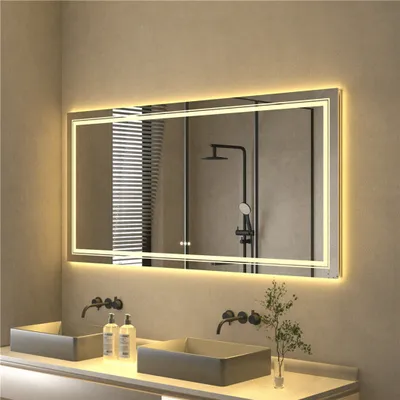 Produktbild von WISFOR LED Badspiegel 120x80cm Badspiegel mit Beleuchtung, 3 Lichtfarbe Lichtspiegel Wandspiegel Badezimmerspiegel mit Touch-schalter dimmbar beschlagfrei IP44