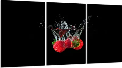 Produktbild von Herdabdeckplatten 3 teilig 30x52 Glaskeramikkochfeld Abdeckung Glas, Erdbeeren Schwarz