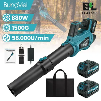 Produktbild von Akku Laubbläser 90m/s  Elektrischer Laubgebläse mit 2 x 4,0 Ah Akku und Ladegerät 6-Stufen Regelung & 2 wechselbaren Düsen