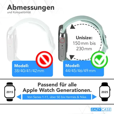 Produktbild von EAZY CASE Apple Watch Armband Silicon 44mm/45mm/49mm verstellbares Ersatzarmband, iWatch Serie, Sportarmband in Grün