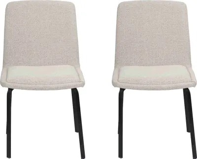 Productafbeelding van Witte gestoffeerde stoelen, design. 2 eetkamerstoelen. Moderne keukenstoelen
