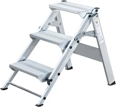 Produktbild von Klapptreppe | 3 Stufen | Traglast 150kg | Aluminium | rutschfeste Kunststoffschuhe