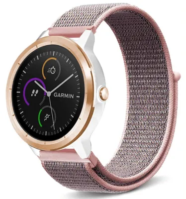 Produktbild von Strap-it Garmin Venu (SQ) Armband Nylon (Rosa Sand)