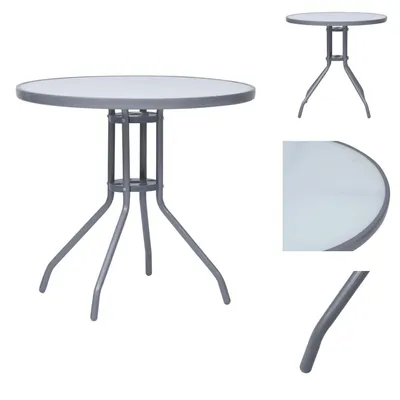 Produktbild von vidaXL Gartentisch Hellgrau 80 cm Stahl und Glas -  Gartentische