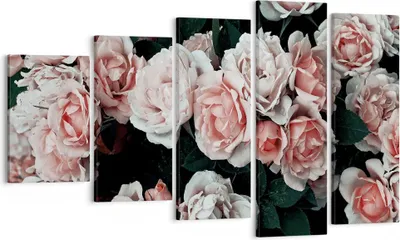 Produktbild von Bild auf Leinwand - Leinwandbild - 5 Teile - Rosen Blumen Blätter - 100x60cm - Wand Bild - Wanddeko - Wandbilder - Leinwanddruck - Bilder - Wanddekoration - Leinwand bilder - Wandbild - EG100x60-4760