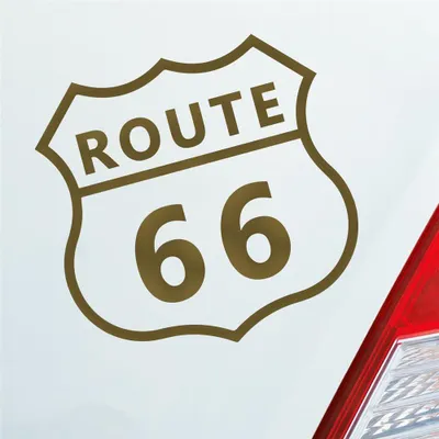 Produktbild von Auto Aufkleber Route 66 USA Bike Harley Motorrad 10x10 cm Gold Sticker Heckscheibenaufkleber