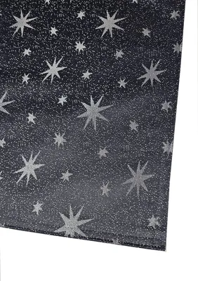 Produktbild von Polyester STERNE Tischläufer 40x100 GRAU Silber glitzer Weihnachten