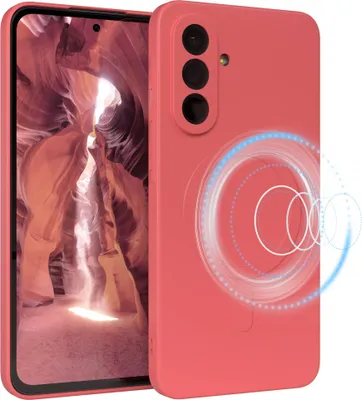 Produktbild von EAZY CASE - Silikonhülle magnetisch für Samsung Galaxy A36, Hülle Silikon, weich stoßfeste Magnet Handyhülle, Schutzhülle mit Kameraschutz, TPU Bumper in Rot