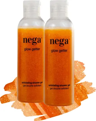 Obrázek produktu pro Přírodní sprchový gel s peelingem z ořechových skořápek 2×150 ml, veganský, hydratační, pro hladkou pokožku 2xGlowGetter
