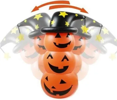 Zdjęcie produktu dla Halloween Pumpkin Tumbler 55,1 cala PVC Urocza nadmuchiwana dekoracja z dyni na Halloween na zewnątrz lub do wnętrz