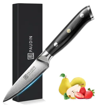 Damastmesser 9 cm – VG10 Küchenmesser mit G10-Griff