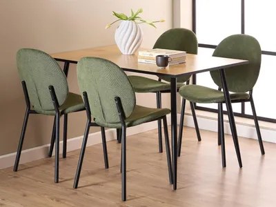 Produktbild von Essgruppe >Wilma< (5-teilig) waldgrün Wildeiche Nachbildung - 120x75x80 (BxHxT)