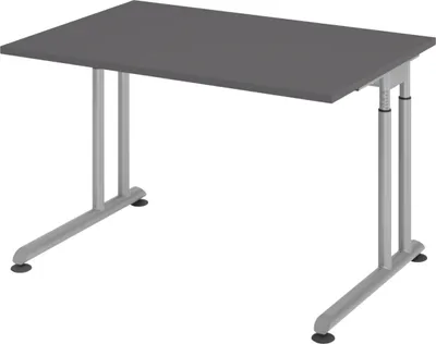 Produktbild von bümö Schreibtisch Serie-Z - Gestell: Silber, Größe:  120 x 80 cm, Nachbildung: Graphit